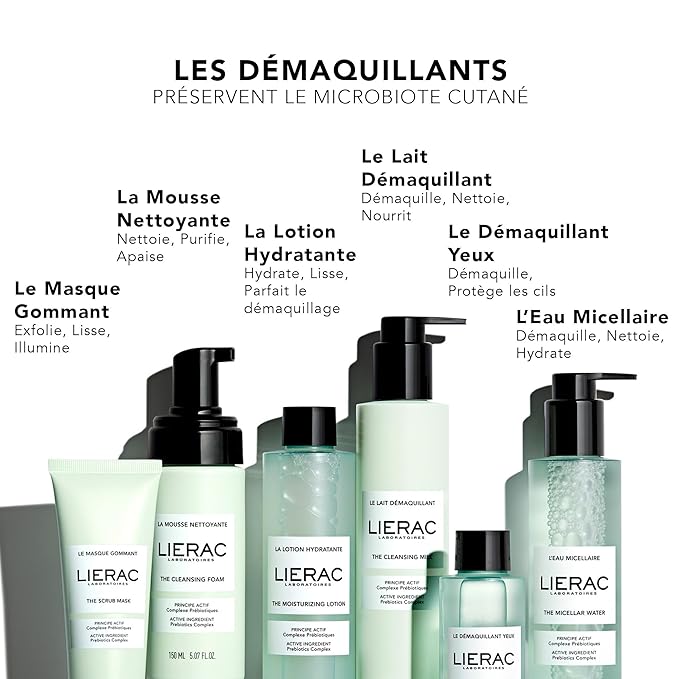Lierac Demaquillant Micellar Water - Gentle Makeup Remover for Sensitive Skin, Cleanses - Moisturizes, Hydrating & Soothing, Eye Makeup Remover, Micellar Cleansing Water - 200ml