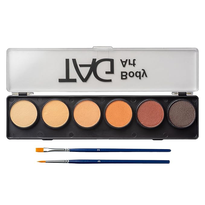 TAG Professional Face & Body Paint Skin Tone Palette 6 x 10g, Non Toxic, Hypoallergenic, Easy to Wash, Ideal for Kids Parties, Halloween, Cosplay and Festivals