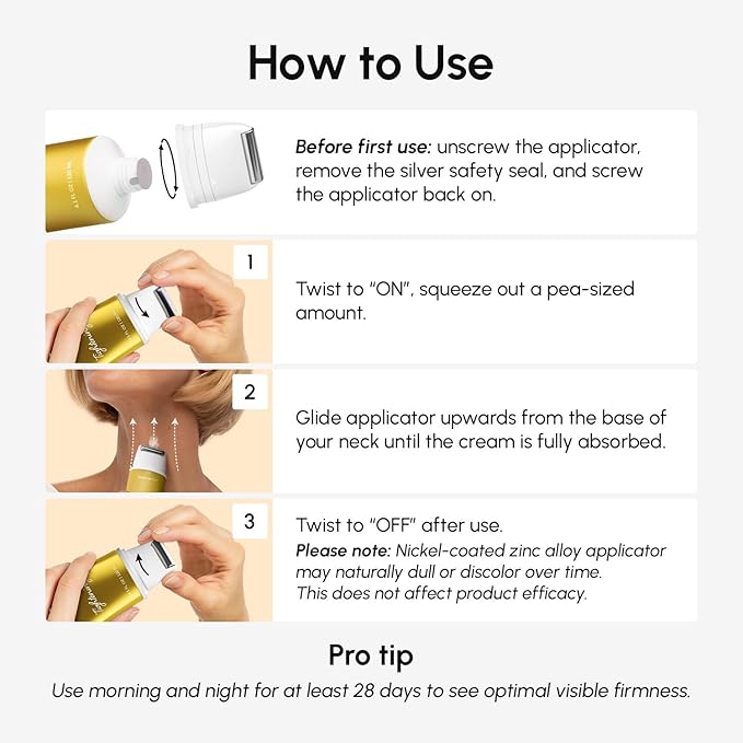 MAREE Neck Cream with Roller - Lifting Neck Creams For Tightening and Firming - 3D-Collagen & AH-8 Firming Neck Cream Roller - Face Décolleté Wrinkle Cream for Women - Crema Reafirmante Para el Cuello