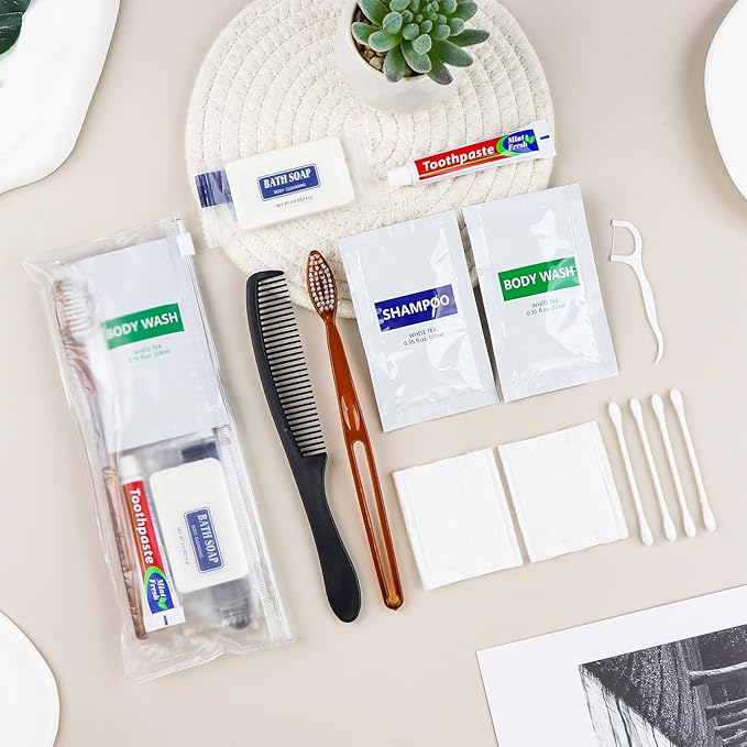 10 Sets Toiletry Kits Homeless Personal Hygiene Kit Bulk Homeless Care Package Supplies Travel Toiletry Kit Homeless Hygiene Kit Bulk for Men Women Charity Disposable Toiletry Kit(8-IN-1)