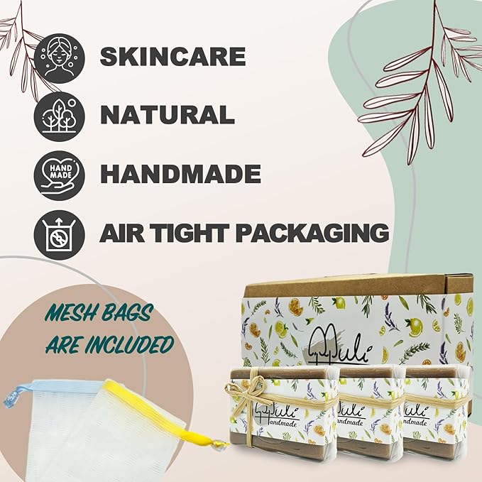 Natural Handemade Bar Soap for Men and Women with Essential oils, Scented Bar Soaps for Bath, Fragrance Gift Set (Pack of 3) Dead Sea Mud