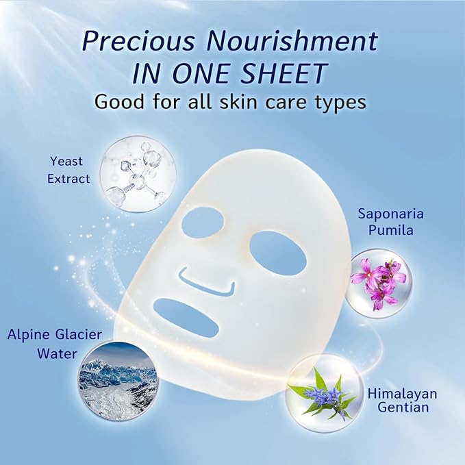 My Beauty Diary Hrdra-repairing Mask, Hydrating and Soothing Facial Mask, Restores Skin Elasticity, Self Care Face Sheet Mask for Dry Skin and All Skin Types (5 pcs)