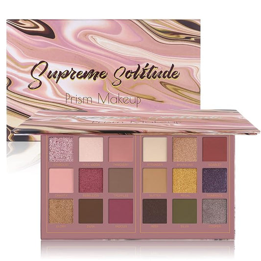 Prism Makeup Matte Eyeshadow Palette Pro 18 Colors Pigmented Shimmer Glitter Eye Shadow Palette, Blendable Long Lasting Waterproof Makeup Cosmetics Halloween Makeup Kit (04# Solitude)