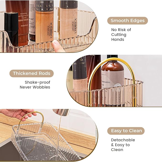 Aveniee Bathroom Counter Organizer, 3 Tier Perfume Skin Care Countertop Storage Shelf, Vanity Makeup Tray for Cosmetic Skincare Lotion,Green