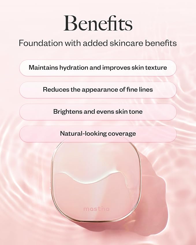 Mastina Natural Glow Cushion with Mastic Gum, 23 Color, 15g - Lightweight Foundation for Radiant and Hydrated Skin, Smooth Finish with No Greasy Shine