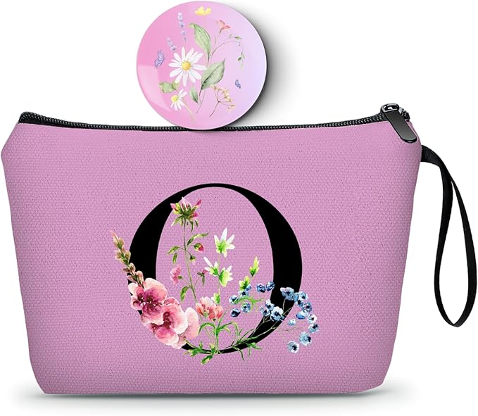 Happy Birthday Friendship Bridesmaid Team Gifts for Employees Women Mom Girl Daughter Teenage Personalized Make up Cosmetic Bag Travel with Mirror Mothers Day Christmas Graduation O