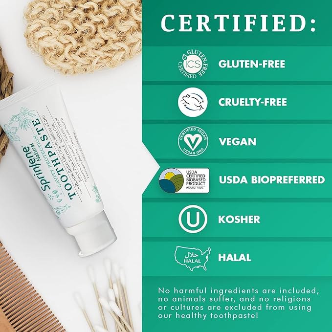 SprinJene Natural Toothpaste – Fluoride Free Clove & Mint Toothpaste for Healthy Gums & Fresh Breath – Gum Care with Patented Black Seed Oil & Zinc – Made in The USA (4 Pack)