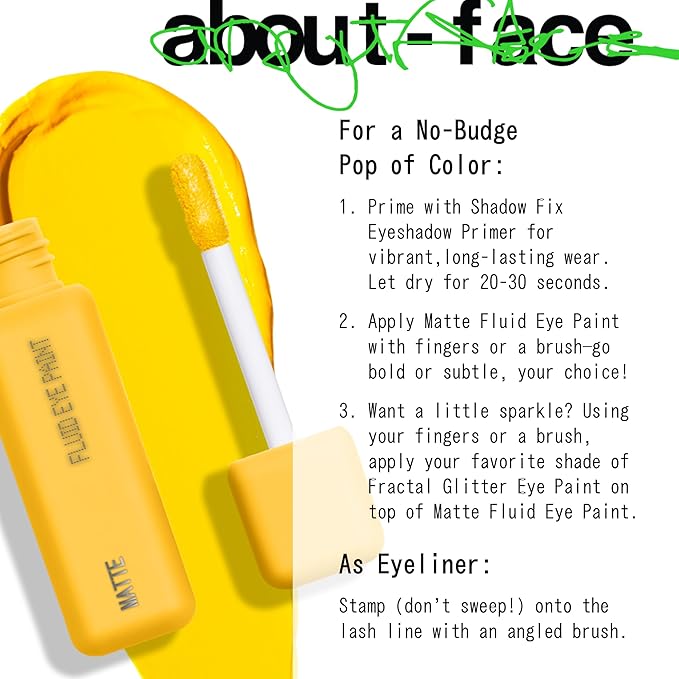 about-face Matte Fluid Eye Paint It's Blitz – High-Pigment Liquid Eyeshadow, Long-Lasting, No-Budge Matte Finish, Vegan & Cruelty-Free (Primary Yellow)