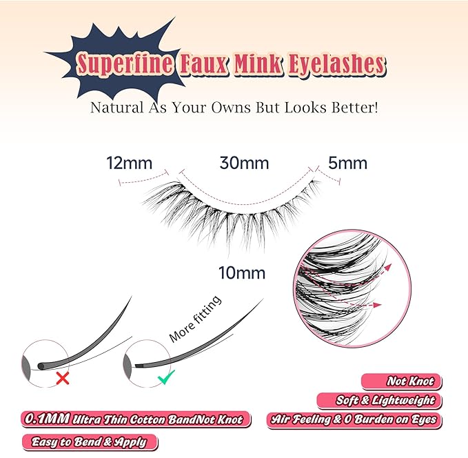 Eyelashes Cat Eye Lashes Natural Look 12mm False Lashes Wispy C Curl Eyelashes with 0.1Mm Thin Band 3D Volume Fake Eyelash Pack Natural Lash Strips 7 Pair Siligli