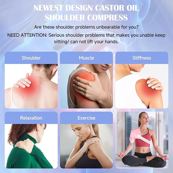 Castor Oil Pack Wrap, 9 Pcs Organic Castor Oil Packs Kit for Entire Body Neck Shoulder Waist Back Hand Knee Leg and Feet, Reusable Pads Kit for Hot/Cold Castor Oil Compress for Woman/Man【Pink】