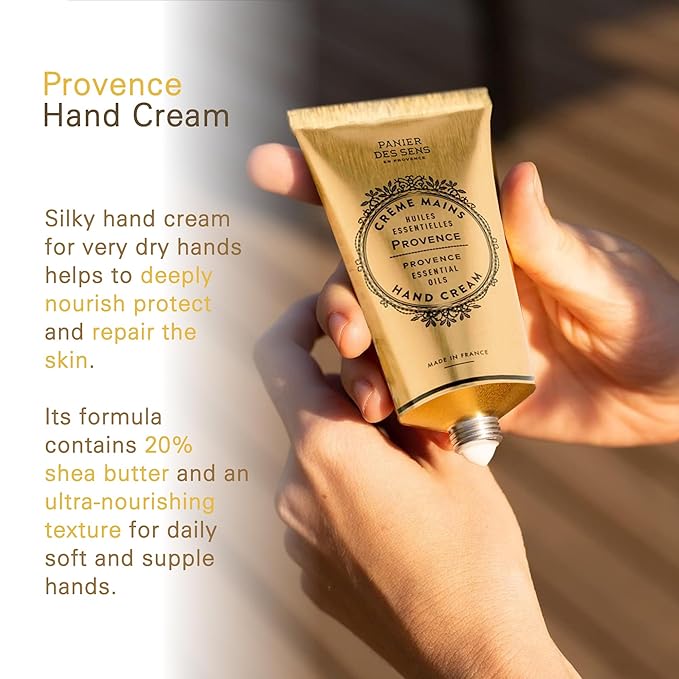 Panier des Sens - Hand Cream for Dry Cracked Hands - Provence Hand Lotion with Shea Butter & Olive Oil - Vitamin E Skin Moisturizer with 97% Natural Ingredients - Made in France, 2.5 fl oz