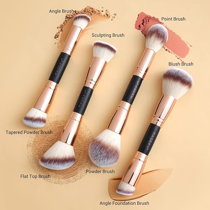 MAGEFY Makeup Brushes 12Pcs with Bag, Double-End Multi-functional for Foundation Powder Blush Eyeliner Eyeshadows brushes with Gift Box,Blackgold