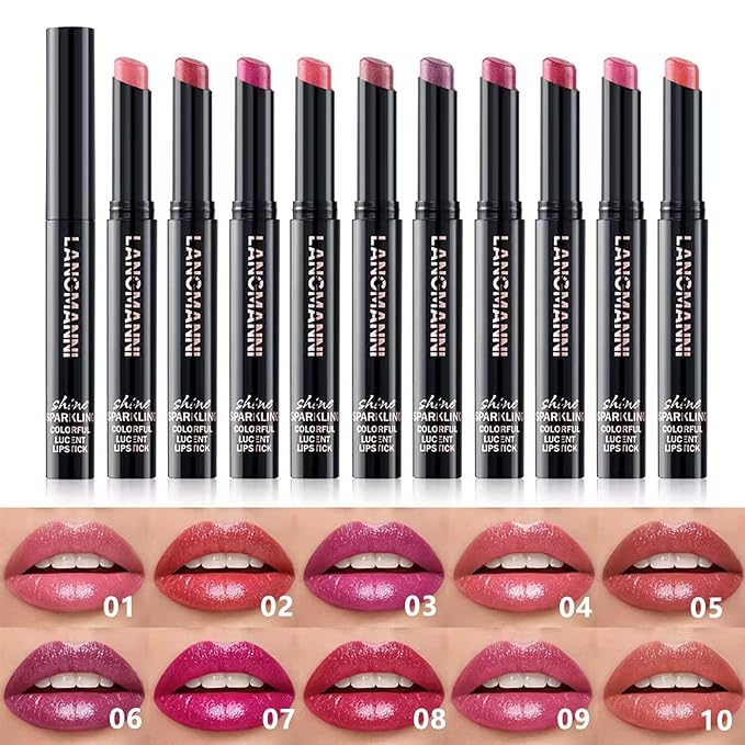 Dark Purple Lipstick For Women Matte Nude Glitter Shimmer Metallic Highly Pigmented Moisturizing Lip stick Hypoallergenic Waterproof Long Lasting Lipsticks Quick Makeup Lightweight Portable 06 #