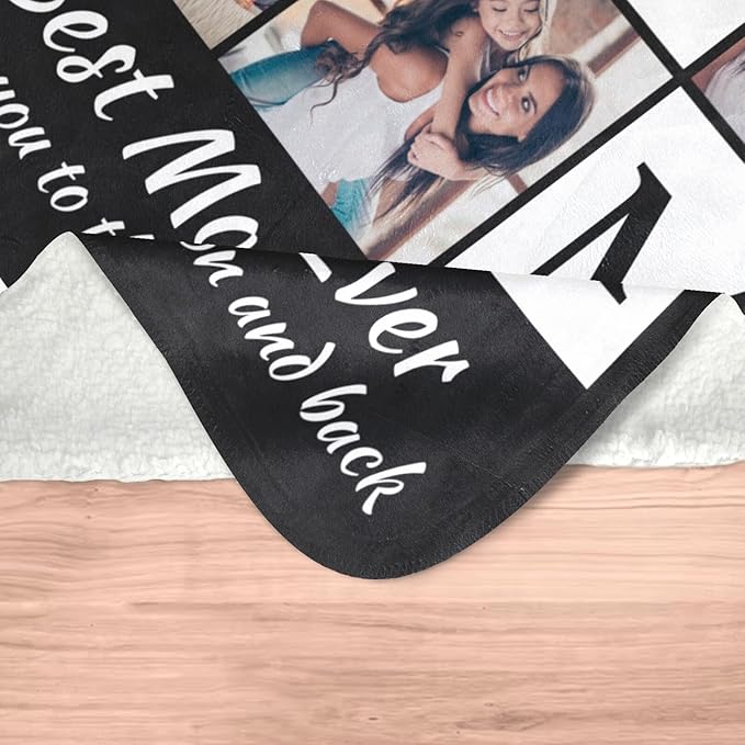 Custom Photo Blanket Personalized Picture Blankets Birthday Gifts for Mom from Daughter Son Customized Gifts for Mom Grandma Wife