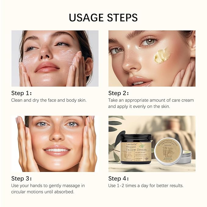 2PC Grass-Fed Beef Tallow for Skin,Tallow Face Moisturizer All-Natural Skin Care,Beef Tallow for Body & Face Moisturizer(Eucalyptus,2.12+1.06Oz)