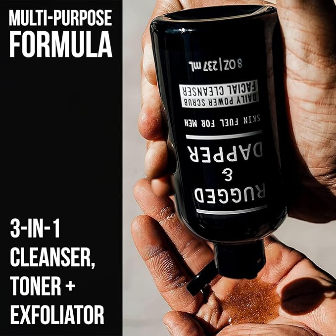 RUGGED & DAPPER - Daily Mens Face Wash + Scrub - 5 Month Supply - Deep Exfoliating Cleanser - Prevents Breakouts - Acne Face Wash Men's - USA Made with Natural Ingredients