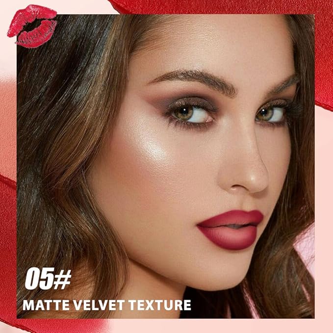 BINGBRUSH 2in1 Matte Lip Liner and Lipstick Combo, Lipstick for Women, Longwear Waterproof Red Lip Liner Pencil, Matte lipstick Smudge Proof lipstain, Women's Long Lasting Lip Makeup (5#Red Drama)