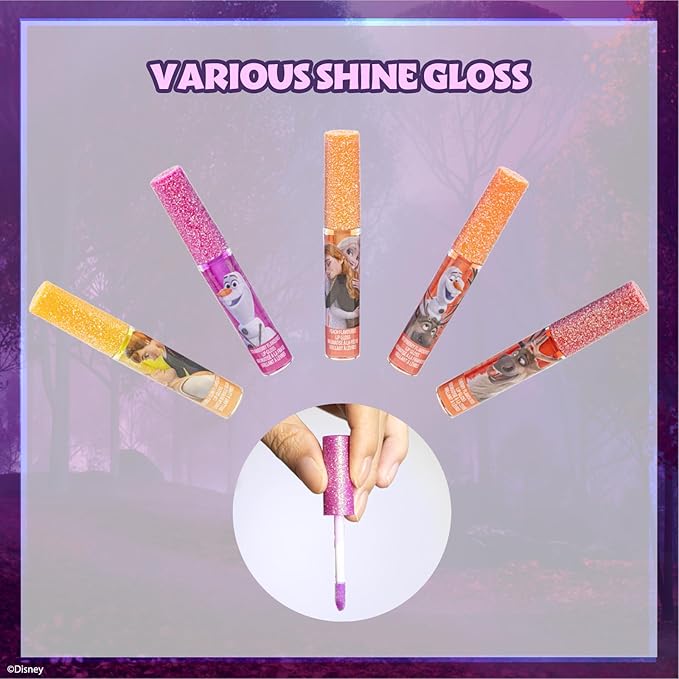 Townley Girl Disney Frozen 12 Piece Plant Based Lip Gloss, Girls Party Favors, First Makeup Set for Girl, Perfect for Parties, Sleepovers, and Birthday Gifts, Elsa and Anna, Ages 3 (Pack of 2)