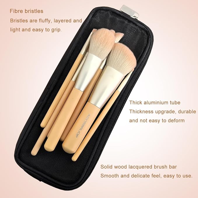 Makeup Brush Set, 8 Piece Cosmetic Brushes with Delicacy Case