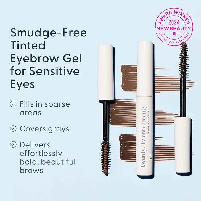 Full Brows Tinted Eyebrow Gel – Tinted Brow Gel for Fuller Eyebrows - Gentle & Safe for Sensitive Skin & Dry Eyes - Ophthalmologist Developed - Vegan, Cruelty-Free, Clean Ingredients (Brown)
