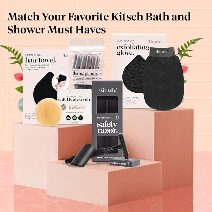 Kitsch Exfoliating Glove – Korean Exfoliating Mitt & Deep Exfoliating Body Scrubber for Shower, Bath | Body Exfoliator, Dead Skin Remover | Skin Care for Smooth, Renewed Skin - 1pc, Black