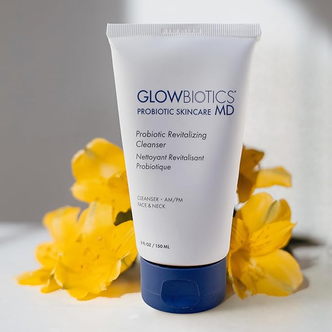 Glowbiotics Probiotic Revitalizing Cleanser: Gentle Hydrating Face Wash for Sensitive Skin | Removes Dirt, Oil & Makeup, Soothes Redness, with Peptides & Aloe Vera