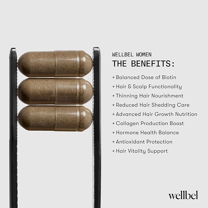 WELLBEL Women Clean Supplement for Hair, Skin, and Nails, Vegan, Gluten Free and Non GMO 90 Count
