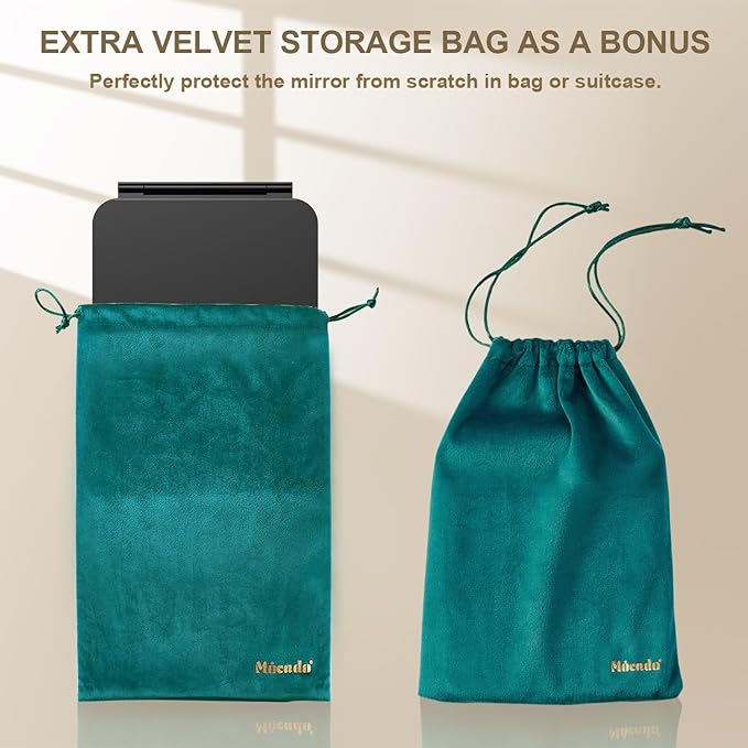 Mocado LED Foldable Travel Makeup Mirror - 5x7 inches 3 Colors Light Modes USB Rechargeable Touch Screen, Portable Tabletop Cosmetic Mirror for Travel, Cosmetic, Office (Black)