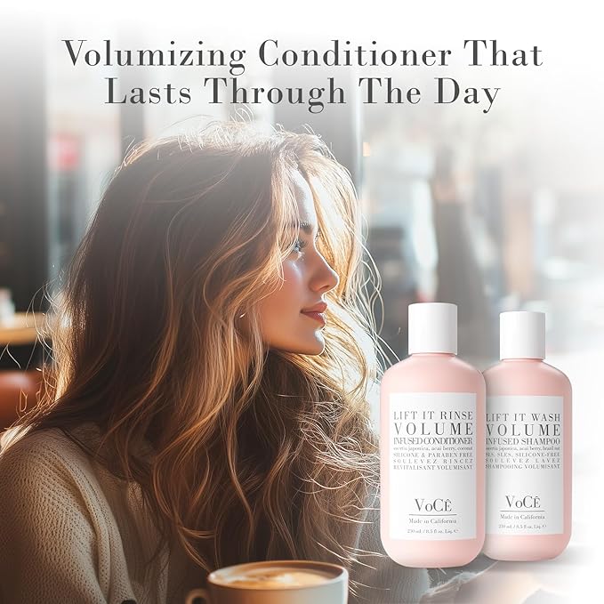 VoCÊ Natural Volume Conditioner for Fine to Medium Hair | Anti-Frizz, Shine Enhancing, Non-Toxic, Cruelty-Free, Vegan with Olive Fruit Oil, Swertia Japonica, Acai Berry, and Coconut (8.5 oz | 250 ml)