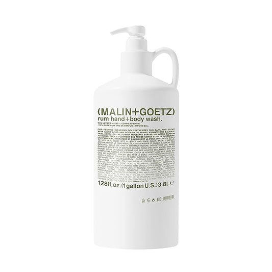 MALIN+GOETZ Hand + Body Wash | Gentle Foaming Cleanser with Botanical Extracts and Amino Acids | Hydrating, pH-Balanced, Unisex Scent | Vegan & Cruelty-Free (Rum, 128 Fl Oz)