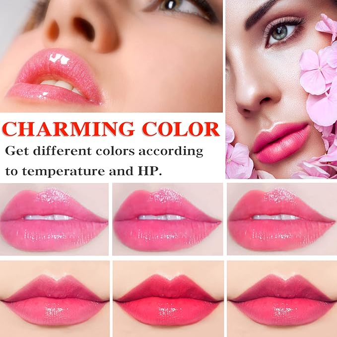 2 Pack Crystal Jelly Flower Lipstick,Magic Temperature Color Change Lip Gloss Lip Stick PH Clear Magic Lipstick Long Lasting Nutritious Moisturizing Lip Balm（Set A）