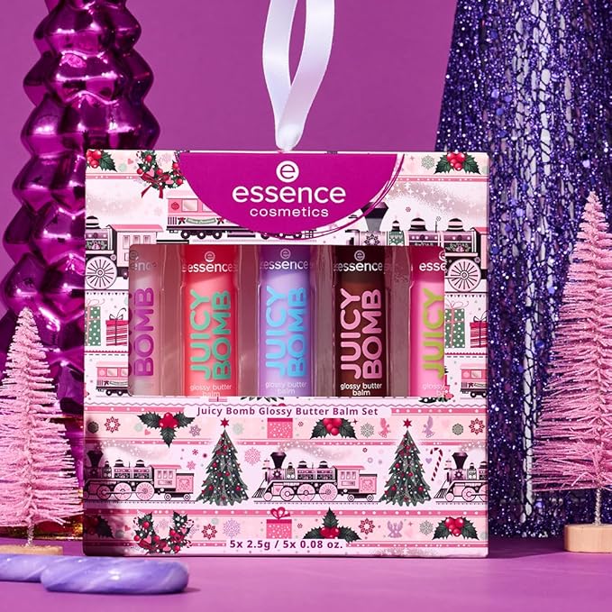 essence Juicy Butter Balm Holiday Gift Set | 5 Vegan & Cruelty-Free Lip Balms | Stocking Stuffer for Beauty Lovers