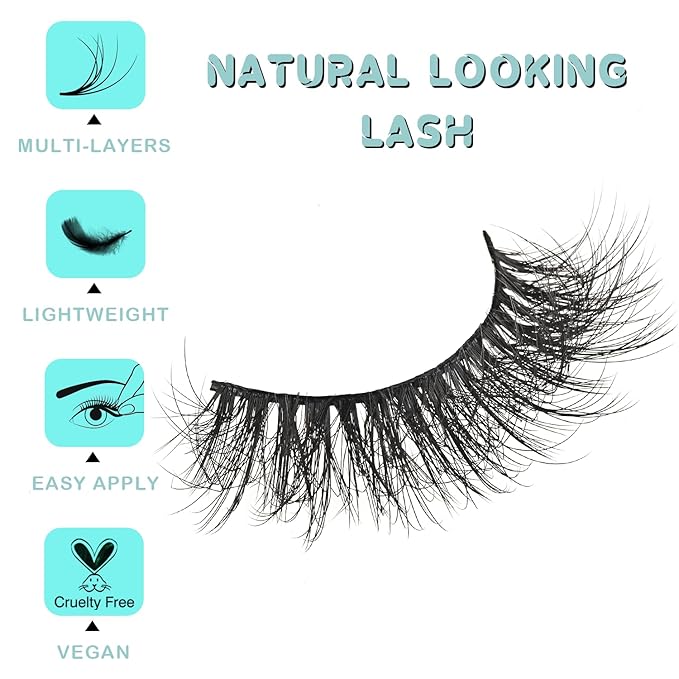 False Lashes Fluffy Eyelashes Wispy Mink Strip Eyelash 10 Pair Short Natural Lash Pack Soft Pestañas Set Natural Look (Wispy Lash | 8-17mm)