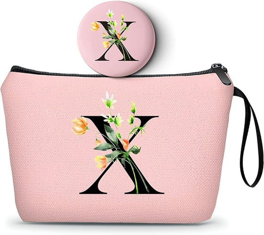 Happy Birthday Friendship Bridesmaid Team Gifts for Employees Women Mom Aunt Daughter Teenage Girl Personalized Make up Cosmetic Bag Travel with Mirror Mothers Day Christmas Graduation X