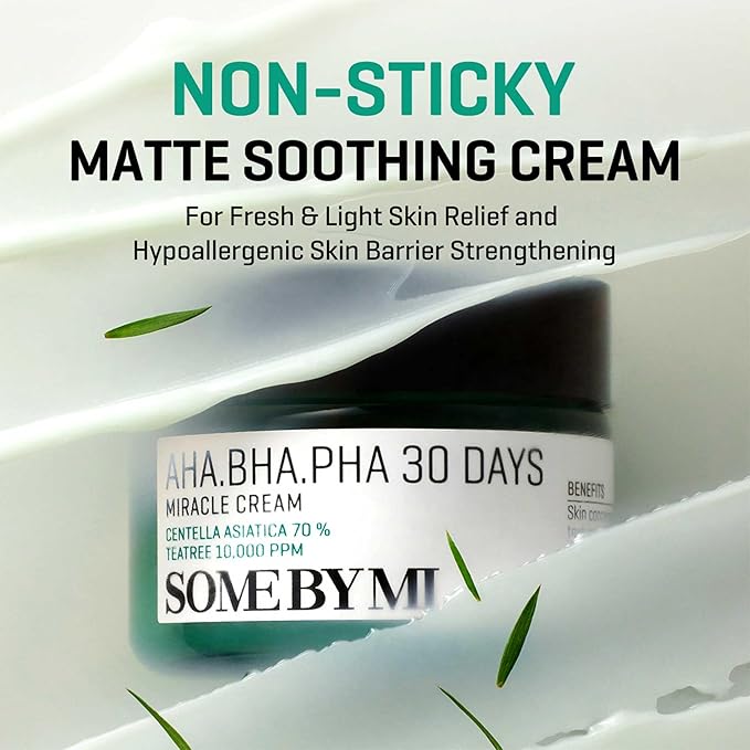SOME BY MI AHA BHA PHA 30 Days Miracle Cream - Pack of 2 - Mild Exfoliating Salicylic Acid & Centella Face Moisturizer for All Skin Types - Daily Soothing & Clarifying Face Cream - Korean Skin Care