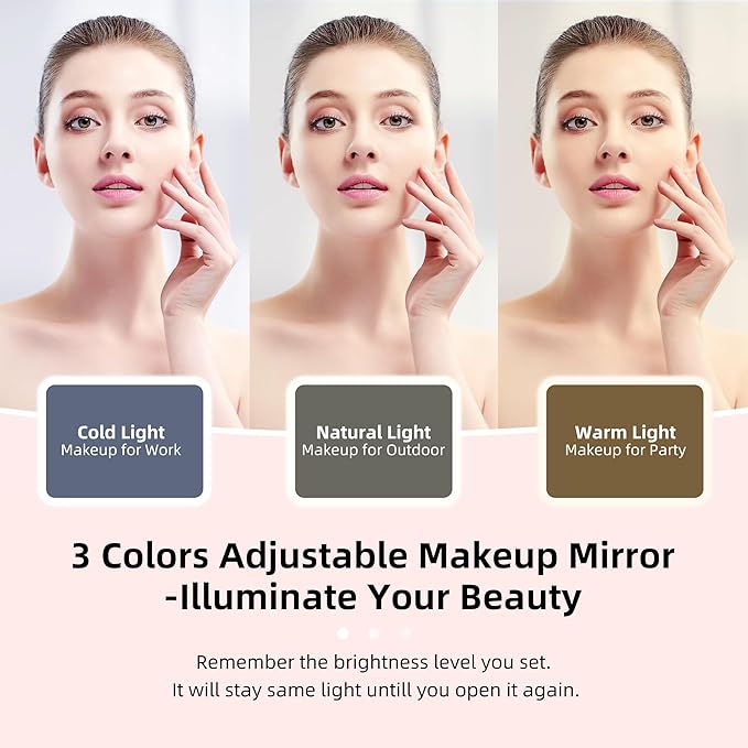 Travel Makeup Bag with LED Mirror – Waterproof Cosmetic Train Case with Adjustable Dividers, Portable Makeup Organizer and Toiletry Bag for Women, Teens & Girls Gift, Pink