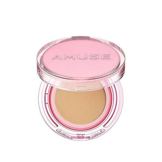 Amuse SEOUL DEW POWER VEGAN CUSHION FOUNDATION | Dewy, glow, long-lasting, double coverage, clean beauty, lightweight, natural look, foundation for sensitive skin, hydrating cushion (03 HONEY)