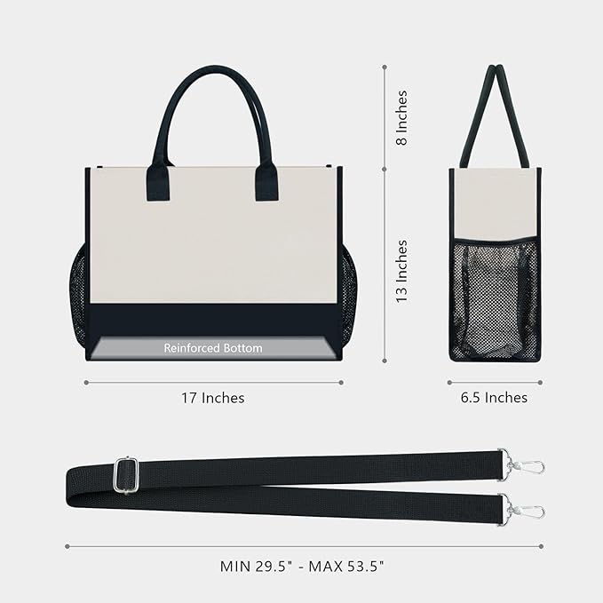 TOPDesign Personalized Initial Canvas Tote Bag, for Wedding, Birthday, Beach, Perfect Gifts for Women, Mom, Teachers, Friends