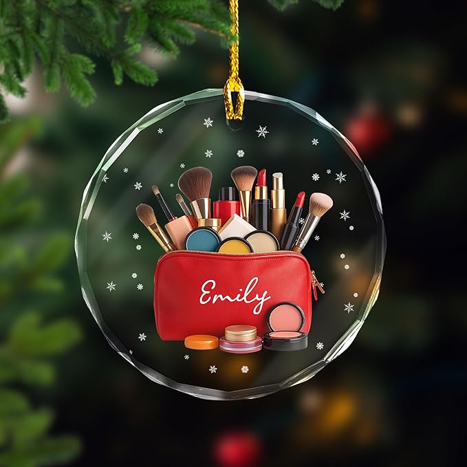 Personalized Makeup Tools Christmas Ornament 2025, Makeup Box Christmas Ornament Gift for Makeup Artist, Christmas Tree Decor for Makeup Shop, Gift for New Makeup Coworkers (Makeup 5)