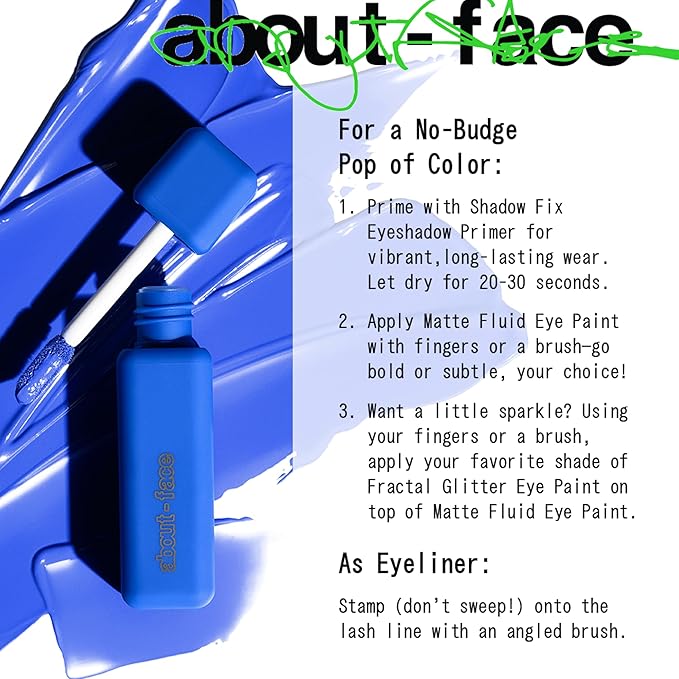 about-face Matte Fluid Eye Paint No Queens Blues– High-Pigment Liquid Eyeshadow, Long-Lasting, No-Budge Matte Finish, Vegan & Cruelty-Free (Primary Blue)