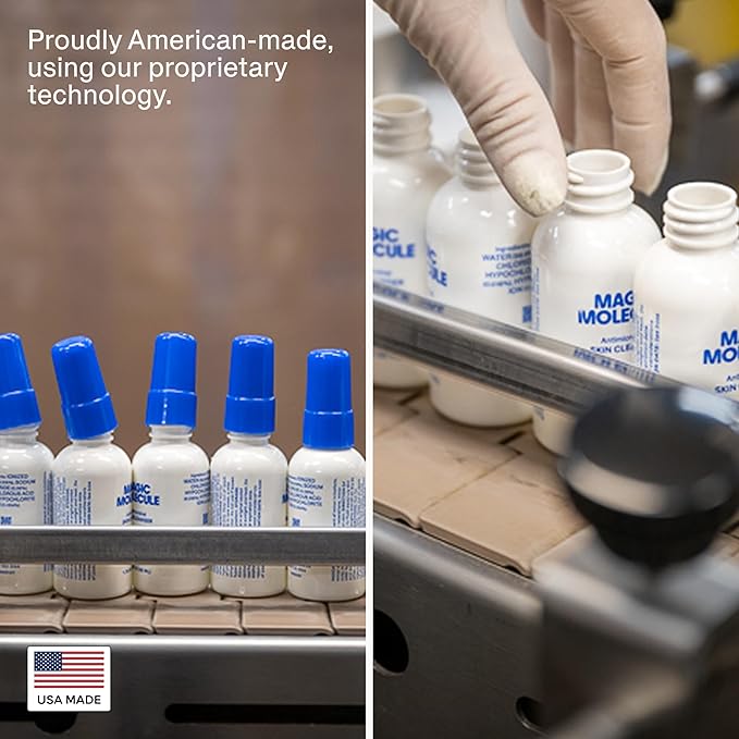 Magic Molecule Hypochlorous Acid Spray for Breakout-Prone Skin, Eczema & Itchy Rashes | Helps 50+ Dermal Issues | Safe for Multiple Daily Uses | For All Skin Types | 8 oz Spray