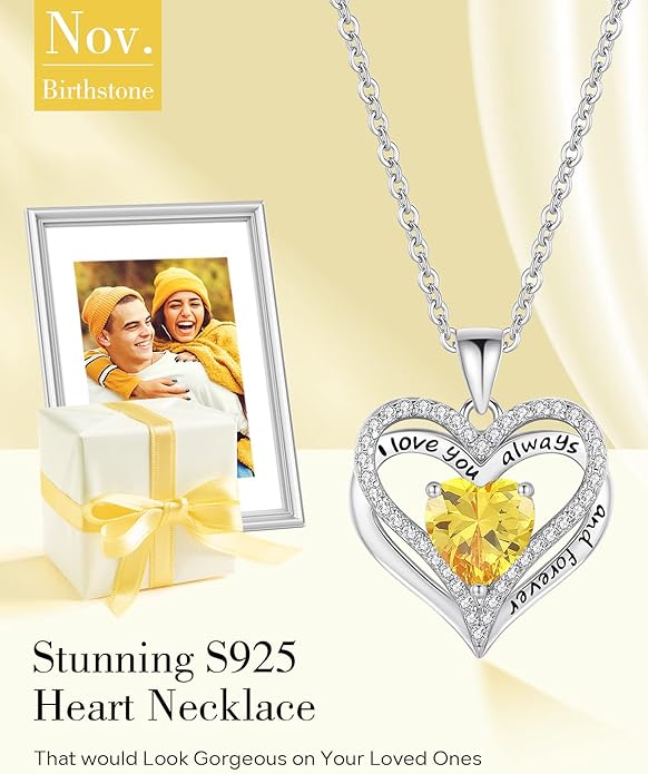 S925 Sterling Silver Necklace for Women, Wife Jewelry Rose Gold, Mom Birthday Valentines Mothers Day Gifts, Girlfriend Necklaces, Daughter Heart Jewel, Anniversary for Her