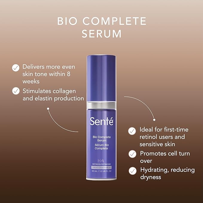 Senté Bio Complete Serum | Retinoid Serum for Sensitive Skin | Gentle, Nourishing & ﻿Hydrating | Combats Dull and Aging Skin | 1.0 Fl Oz