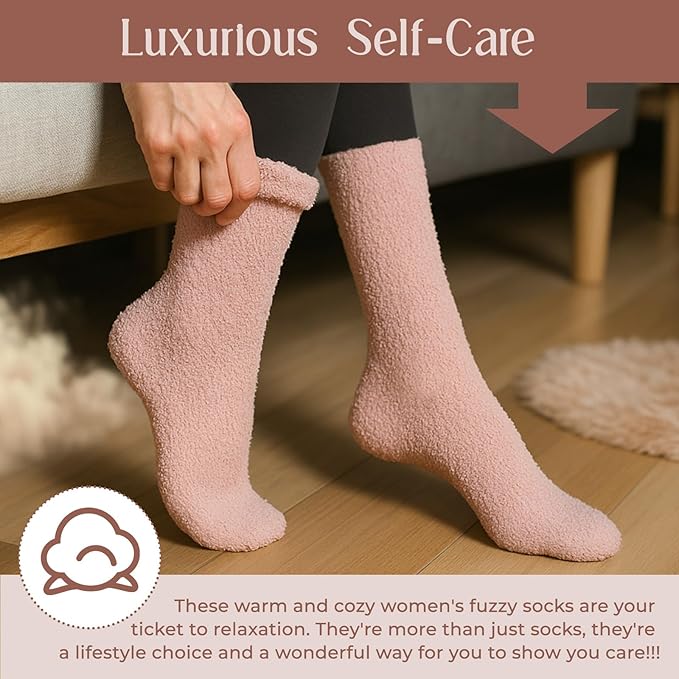 American Trends Coral Fleece Cloud Socks Ultra-Soft Fuzzy Warm Sleep Socks Cozy Unisex Gifts for Birthday Self-Care