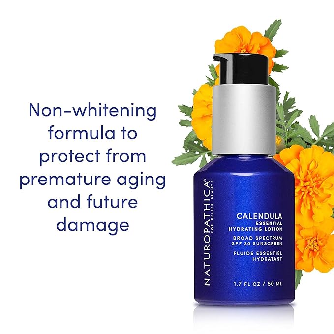Naturopathica Calendula Essential Hydrating Lotion with SPF 30 Sunscreen, Daily Facial Moisturizer with Broad Spectrum UVA/UVB Protection, Face Sunscreen for Men and Women, 1.7 fl oz