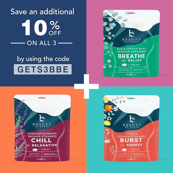 Shower Steamers Aromatherapy - USA Made with Natural Ingredients & Citrus Essential Oil, Long Lasting Shower Bombs for Energy Boost, Gift Set for Women & Men, Spa Gifts & Shower Accessorie