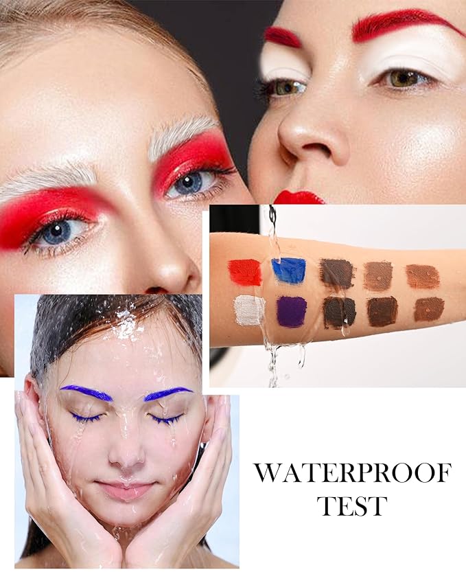 Tinted Brow Mascara Gel- 1Pcs Long-lasting Waterproof Smudge-proof White Eyebrow Glue Colored Liquid Mascara, Tinted Brow Filler, Length Curly Mascara for Women, Halloween Eye Makeup-10