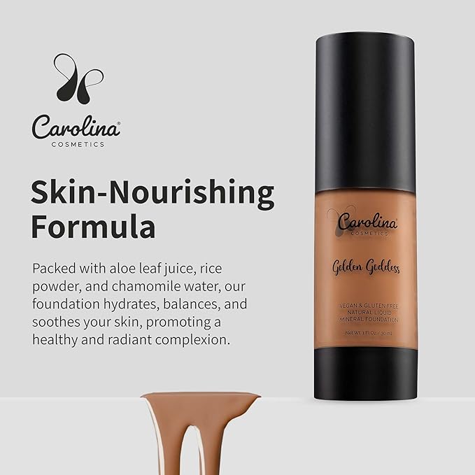 Foundation in Golden Goddess Shade Plant-Based - Hydrating, Pore-Minimizing & Buildable Coverage - Vegan, Non-GMO - 1fl oz