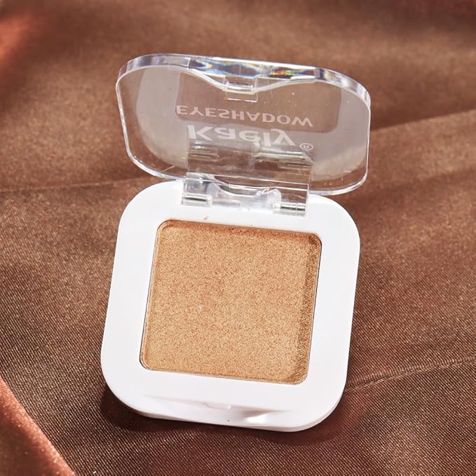 Kaely Pressed Single Eyeshadow Makeup, Golden Shimmer Highly Pigmented Monochrome Eye Shadow Palette, Waterproof Neutral Powder Mini Eyeshadow, sombras para ojos, Lightweight Blendable, 06