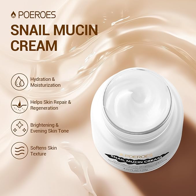 Snail Mucin Cream 99.3% Moisturizer Face Cream 4.23 Fl Oz Daily Face Moisturizer for Dry Skin Sensitive Skin Acne-prone Face Lotion